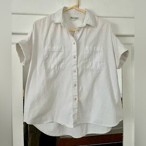 Madewell White Cotton Twill Courier Shirt Medium